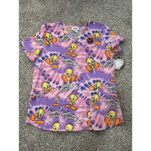 Scrub Top M Tweety Bird Warner Brother Looney Tune Performance Nurse Uniform NWT